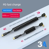 Type C - Apple PD Stereo Dirsek - Düz Yaylı Hızlı Şarj Kablosu - Uzun - 2