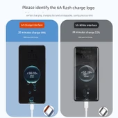 Type-C 6A 100W Süper Hızlı Şarj Data Kablosu - 1m Beyaz thumbnail 5