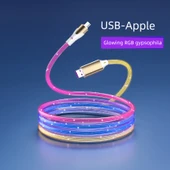 RGB Işıklı Yıldızlı Gökyüzü USB - Apple Şarj ve Data Kablosu - 2 Metre - 1