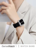 Nylon Örgü Apple Watch Kordonu 45mm (7~9 Gen) Tek Katmanlı Film - Siyah - 6
