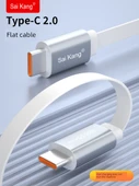 Çift Type-C 2.0 Beyaz Düz Kablo - 1 Metre - 2