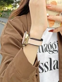 Xiaomi Watch S4sport Uyumlu Kayısı Rengi Deri Manyetik Kordon - 5