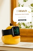 Apple Watch Kablosuz Şarj Standı - Ördek Silikon Taban - Siyah - 9