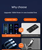 3'ü 1 Arada USB Şarj Kablosu - 1.5m Zeytin Yeşili + QC3.0 Hızlı Şarj Seti - 6