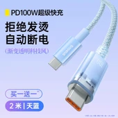Çift Başlıklı Type-C Data Kablosu PD100W Hızlı Şarj - Xinghai Mavi 2m (Bir Alana Bir Bedava) - 1