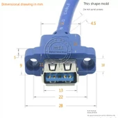 USB 2.0 Erkek - Dişi Uzatma Kablosu - Sağ Bükümlü - Konveks 10mm - 0.3m thumbnail 8