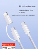 2si1 Arada USB Hızlı Şarj Örgülü Kablo 1 Metre - 8