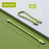 Type-C Lightning Kısa Şarj ve Data Kablosu - Haki - 9