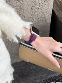 Elastik Köpek Desenli Apple Watch Kordon ve Saç Bandı - S10 46mm Gül Kırmızısı - 4