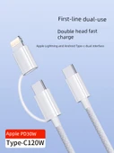2si1 Arada USB Hızlı Şarj Örgülü Kablo 1 Metre - 3
