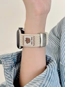 Apple Watch 38mm S3/2/1 Uyumlu Bordo Naylon Örgü Kordon - 4