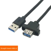 USB 2.0 Erkek - Dişi Uzatma Kablosu - Düz Başlıklı - Konveks 10mm - 0.15m thumbnail 1