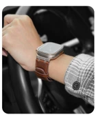 Crazy Horse Deri Apple Watch Kordonu 46mm (iWatch 10) 2024 Yeni - Koyu Mavi Kordon - Titanyum Toka thumbnail 11