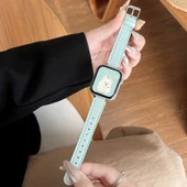Xiaomi Bileklik 7pro Lichi Desen Puslu Mavi Deri Kordon - 1