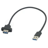 USB 2.0 Erkek - Dişi Uzatma Kablosu - Sol Bükümlü - Konveks 10mm - 1m - 9