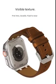 Crazy Horse Deri Apple Watch Kordonu 46mm (iWatch 10) 2024 Yeni - Koyu Mavi Kordon - Titanyum Toka thumbnail 10
