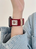 Apple Watch 38mm S3/2/1 Uyumlu Bordo Naylon Örgü Kordon - 3