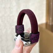 Elastik Köpek Desenli Apple Watch Kordon ve Saç Bandı - S10 46mm Erik Rengi - 1