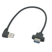 USB 2.0 Erkek - Dişi Uzatma Kablosu - Sol Bükümlü - Konveks 10mm - 1m - 10