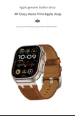 Crazy Horse Deri Apple Watch Kordonu 46mm (iWatch 10) 2024 Yeni - Koyu Mavi Kordon - Titanyum Toka thumbnail 8