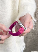 Elastik Köpek Desenli Apple Watch Kordon ve Saç Bandı - S10 46mm Gül Kırmızısı - 2