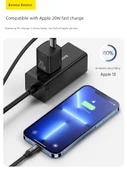 3'ü 1 Arada 100W Hızlı Şarj Kablosu - 1.1m Mor (Type-C, Lightning, Micro USB) - 3