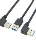 USB 2.0 Erkek - Dişi Uzatma Kablosu - Sol Bükümlü - Konveks 10mm - 1m - 5