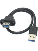 USB 2.0 Erkek - Dişi Uzatma Kablosu - Sağ Bükümlü - Konveks 10mm - 0.3m thumbnail 4