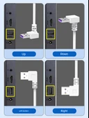 66W USB Type-C Hızlı Şarj Dirsek Kablosu 5A - 1m Siyah Aşağı Bükümlü - 7