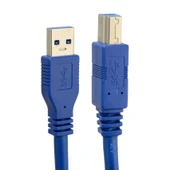 USB 3.0 A'dan B'ye Erkek Kablo - 1.5m Mavi - 3