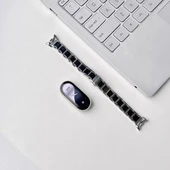 Xiaomi Mi Band 9 Seramik Kordon - Çelik Arası Seramik Gümüş Siyah (Özel Versiyon) - 1