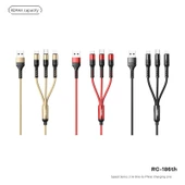 3'ü 1 Arada USB Data Kablosu - 1.2 Metre - Siyah - 9