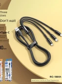 3'ü 1 Arada USB Data Kablosu - 1.2 Metre - Siyah - 2
