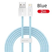 Type-C Lightning Kablo - Mavi - 2 Metre - 2.4A - 1