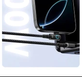 100W Süper Hızlı Şarj Type-C Dirsekli Data Kablosu - 1 Metre (Üç Adet) - 11