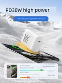 30W GaN PD Hızlı Şarj Aleti - Mor - 1.0m Kablolu - 2