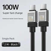 USB Type-C - Type-C Hızlı Şarj Kablosu - 2 Metre - Siyah - 100W 6A - 1