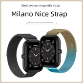 Honor Haylou Xiaomi Akıllı Saatler için Milanese Manyetik Kordon - Gül Pembe - 2