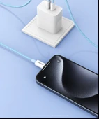 100W 1m USB Type-C - Type-C Şarj Kablosu - Açık Yeşil Örgülü - 7