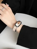 Xiaomi Bileklik 4/3 NFC Silikon Deri Manyetik Tokalı Kayış ve Şeffaf Kılıf - Fasulye Pudra - 5