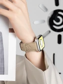 Apple Watch 1-9/SE 45/44/42mm için Litchi Desenli Deri Kordon - Koyu Kahverengi (Model 1) - 6