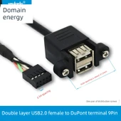 0.5m 2.54 DuPont 9p - USB Dişi Çift Katmanlı Kablo thumbnail 1