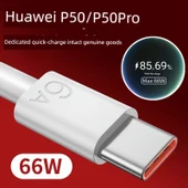 Huawei P50/P50 Pro 66W Süper Hızlı Şarj USB-C Kablosu - 1.5 Metre + 2 Metre - 1