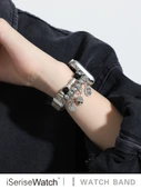 Apple Watch 49mm Kayış - Sedef Deri - Tibet Gümüş Boncuklu (Ultra) - 5