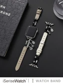 Apple Watch 45mm Kayış - Beyaz Deri - Tibet Gümüş Boncuklu (7~9 Gen) - 6