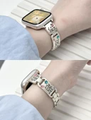 Kristal Lazer Oyma Köpek Desenli Apple Watch Kordonu - 40mm iwatch 4/5/6/se Siyah - 2