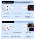 30W Küçük Kare Üç Port Hızlı Şarj Aleti C + L + A thumbnail 8