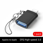 Apple - USB 3.0 OTG Adaptör - Yüksek Hızlı Klasik Siyah - 1 Adet + Askı thumbnail 1
