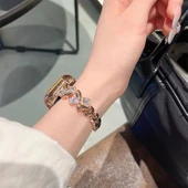 Xiaomi Bracelet 9Pro Rose Gold Kalp Beyaz Taşlı Zirkon Bileklik - 5