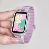 Xiaomi Bracelet 8Pro Manyetik Silikon Kordon - Mor - 1